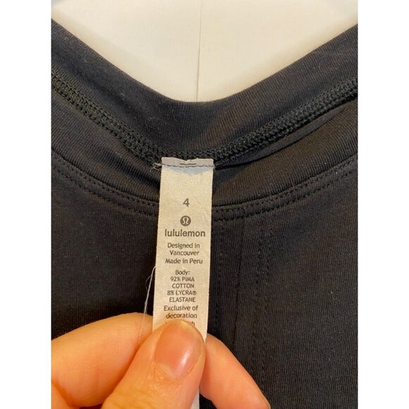 Lululemon 4 Black Short Sleeve Time To Restore Tie Front Crop Tee - Picture 8 of 8